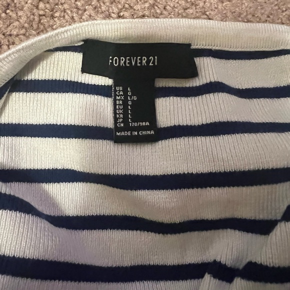 Forever 21 Navy Blue Striped Halter Crop Top - Picture 3 of 3